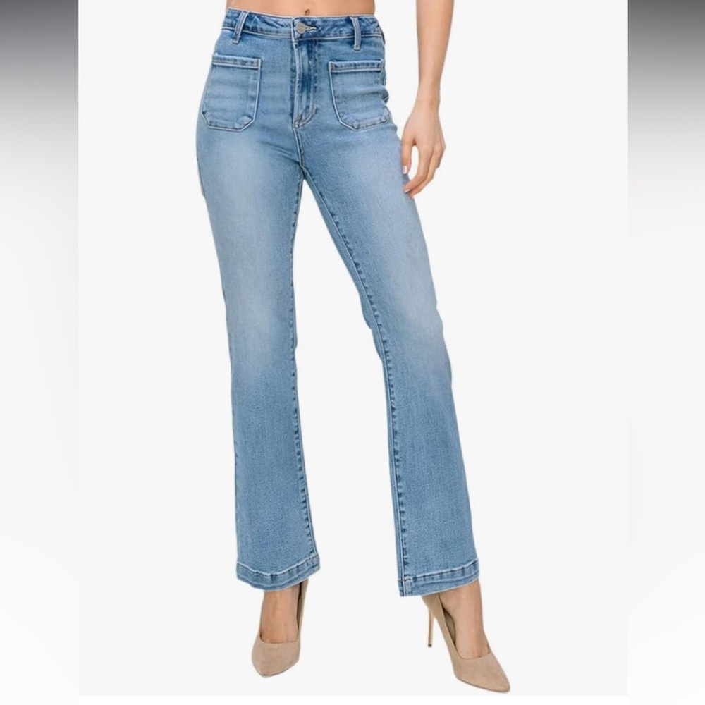 Risen High Rise Ankle Bootcut Patch Pocket Jeans Size 28